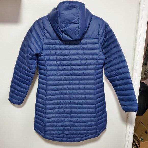 HELLY HANSEN Fernie Hooded Insulator Long Puffer Jacket Coat Navy Blue Womens XS - Picture 9 of 16